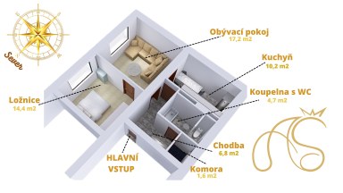 Prodej byt 2+1, ul. Zahradníčkova, Třebíč